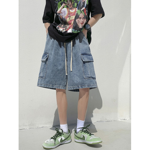 工裝牛仔短褲男夏季歐美高街大口袋五分褲寬松直筒百搭運動中褲潮 工裝牛仔短褲男夏季歐美高街大口袋五分褲寬松直筒百搭運動中褲潮