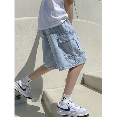 工裝牛仔短褲男夏季歐美高街大口袋五分褲寬松直筒百搭運動中褲潮 工裝牛仔短褲男夏季歐美高街大口袋五分褲寬松直筒百搭運動中褲潮