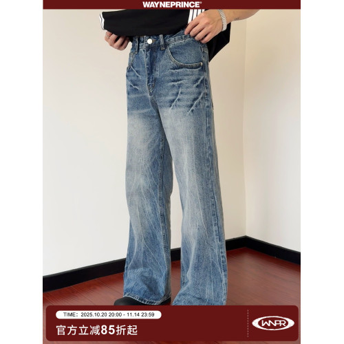 19studio WAYNEPRINCE美式復古高街cleanfit牛仔褲男直筒水洗長褲 19studio WAYNEPRINCE美式復古高街cleanfit牛仔褲男直筒水洗長褲