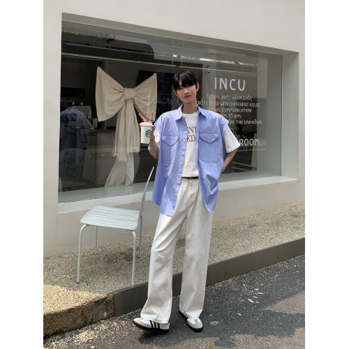 cuibuju 韓版基礎簡約純色直筒寬松廓形長褲 流行時尚牛仔褲vibe cuibuju 韓版基礎簡約純色直筒寬松廓形長褲 流行時尚牛仔褲vibe