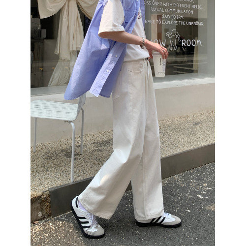 cuibuju 韓版基礎簡約純色直筒寬松廓形長褲 流行時尚牛仔褲vibe cuibuju 韓版基礎簡約純色直筒寬松廓形長褲 流行時尚牛仔褲vibe