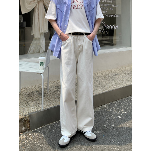 cuibuju 韓版基礎簡約純色直筒寬松廓形長褲 流行時尚牛仔褲vibe cuibuju 韓版基礎簡約純色直筒寬松廓形長褲 流行時尚牛仔褲vibe