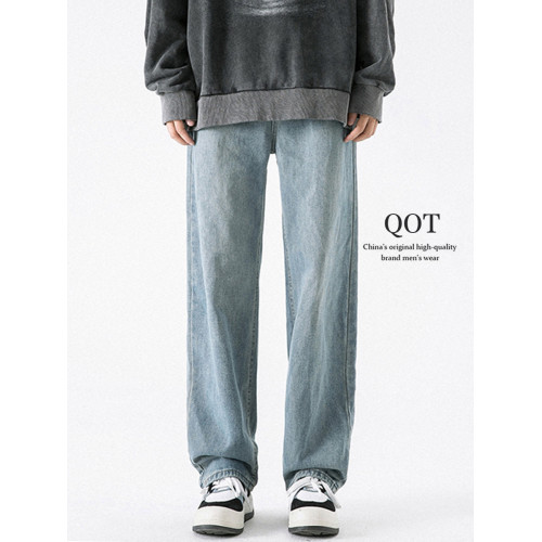 牛仔褲男士秋季美式寬松直筒褲潮牌垂感簡約垂感休閒拖地長褲子女