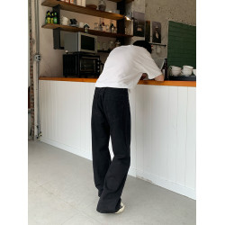 ONELYC1NS 韓系簡約純色寬松直筒牛仔褲男高搭濶腿白色長褲子