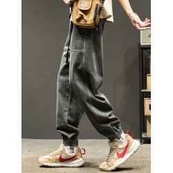 牛仔褲男士秋季束腳工裝褲男生春秋美式痞帥寬松休閒褲子潮牌男褲