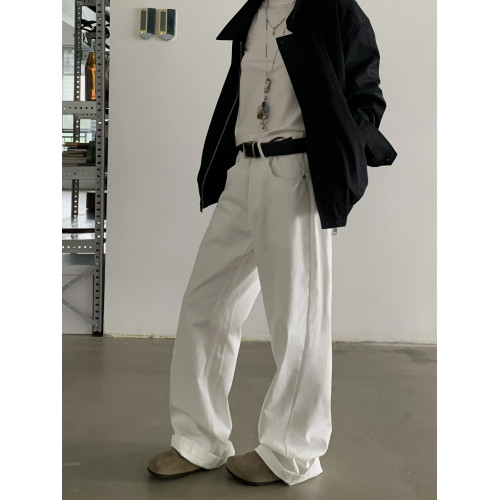 INKNOTS美式復古基礎寬松直筒純色牛仔褲男女濶腿潮牌拖地休閒褲 INKNOTS美式復古基礎寬松直筒純色牛仔褲男女濶腿潮牌拖地休閒褲