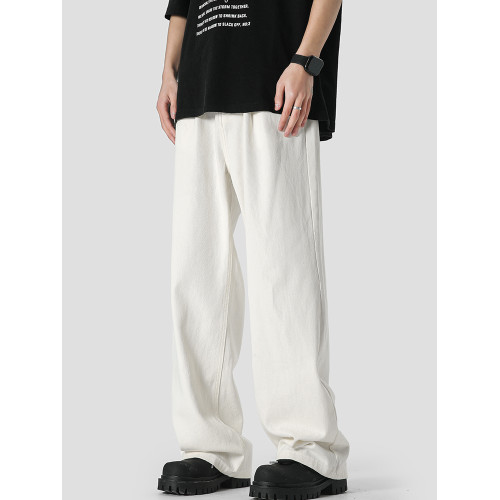 白色牛仔褲男秋季Cleanfit潮牌百搭濶腿褲子美式高街痞帥直筒長褲 白色牛仔褲男秋季Cleanfit潮牌百搭濶腿褲子美式高街痞帥直筒長褲