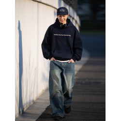 BELLKENIDEA 重磅水洗棉直筒寬松廓形牛仔長褲男簡約潮流行