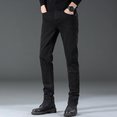 黑色大碼牛仔褲男高彈力修身小腳褲高腰胖子加肥加大碼男褲加絨厚 黑色大碼牛仔褲男高彈力修身小腳褲高腰胖子加肥加大碼男褲加絨厚