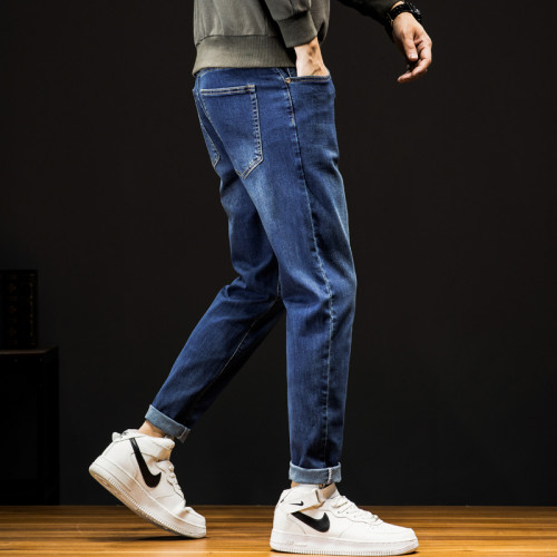 黑色大碼牛仔褲男高彈力修身小腳褲高腰胖子加肥加大碼男褲加絨厚 黑色大碼牛仔褲男高彈力修身小腳褲高腰胖子加肥加大碼男褲加絨厚