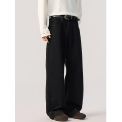 GTRG2025年春秋純白色四季款感濶腿長褲休閒百搭垂感直筒牛仔褲男