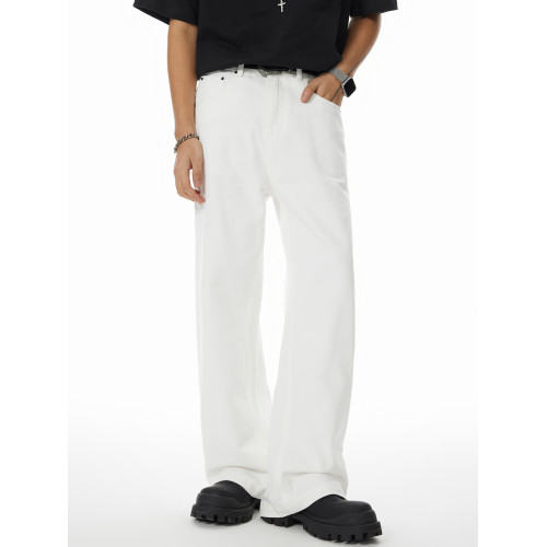 GTRG2025年春秋純白色四季款感濶腿長褲休閒百搭垂感直筒牛仔褲男 GTRG2025年春秋純白色四季款感濶腿長褲休閒百搭垂感直筒牛仔褲男