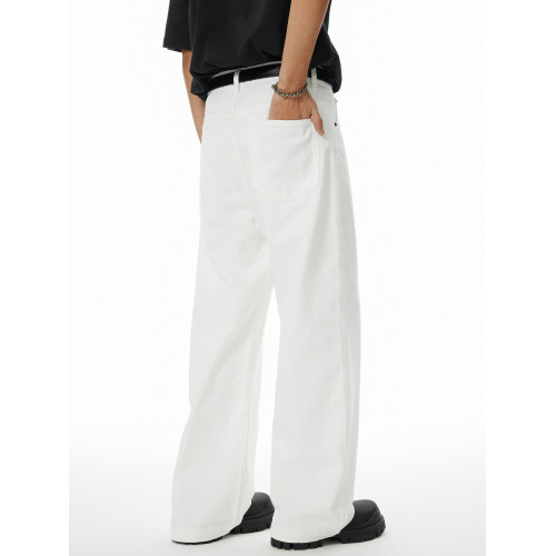 GTRG2025年春秋純白色四季款感濶腿長褲休閒百搭垂感直筒牛仔褲男 GTRG2025年春秋純白色四季款感濶腿長褲休閒百搭垂感直筒牛仔褲男