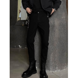 純黑色痞帥修身牛仔褲子男款2025新款秋季高級感顯瘦直筒小腳長褲