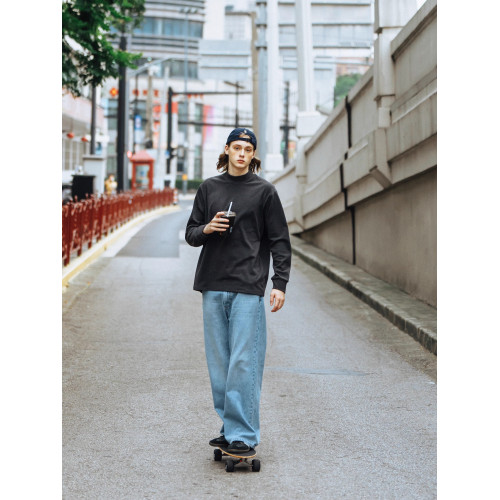 UTIMUS藍色牛仔褲2021M版型寬松微喇藍牛長褲高腰直筒褲淺藍色 UTIMUS藍色牛仔褲2021M版型寬松微喇藍牛長褲高腰直筒褲淺藍色