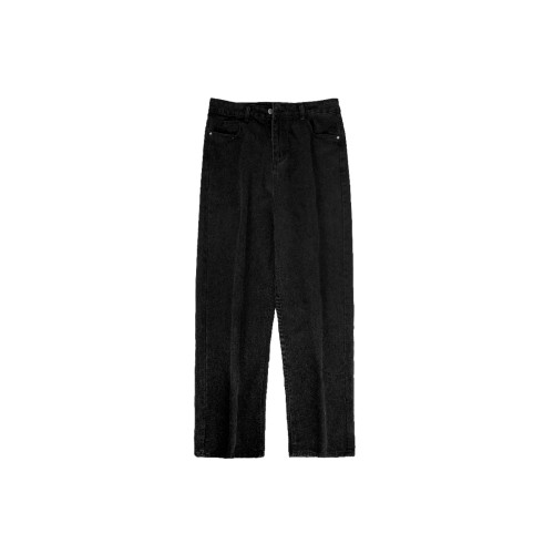 牛仔褲男寬松直筒白色休閒長褲加絨墜感濶腿褲子男冬季高街拖地褲 牛仔褲男寬松直筒白色休閒長褲加絨墜感濶腿褲子男冬季高街拖地褲