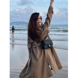 風衣女2025春秋季新款韓系小個子中長款大衣氣質英倫風高級感外套