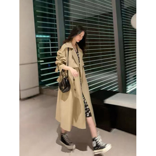 風衣女2025春秋季新款韓系小個子中長款大衣氣質英倫風高級感外套 風衣女2025春秋季新款韓系小個子中長款大衣氣質英倫風高級感外套