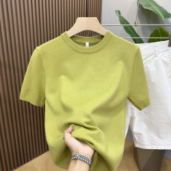 春秋季韓版潮流圓領毛衣情侶寬松百搭針織毛衫男士打底半袖針織衫