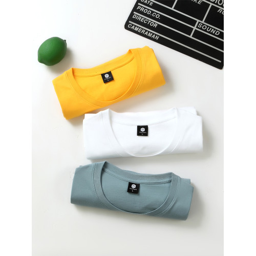 3件】純色純棉t恤男女短袖圓領休閒寬松大碼打底衫半袖上衣服夏季