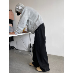 cleanfit白色彎刀牛仔褲男款夏季美式高街垂感褲子直筒拖地濶腿褲