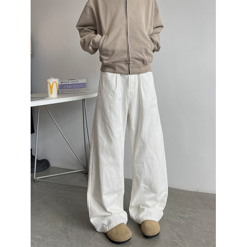 cleanfit白色彎刀牛仔褲男款夏季美式高街垂感褲子直筒拖地濶腿褲 cleanfit白色彎刀牛仔褲男款夏季美式高街垂感褲子直筒拖地濶腿褲