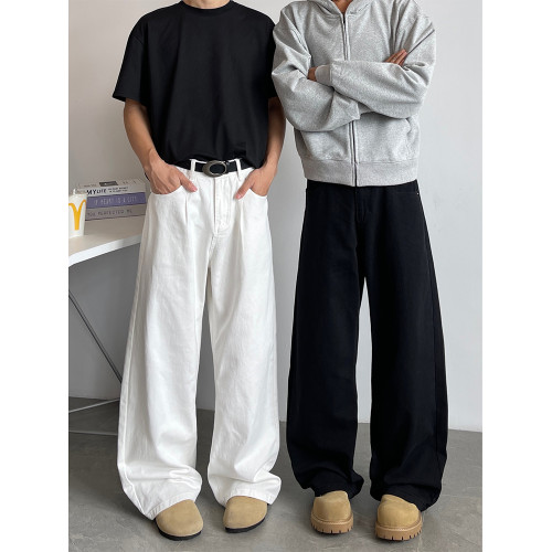 cleanfit白色彎刀牛仔褲男款夏季美式高街垂感褲子直筒拖地濶腿褲 cleanfit白色彎刀牛仔褲男款夏季美式高街垂感褲子直筒拖地濶腿褲