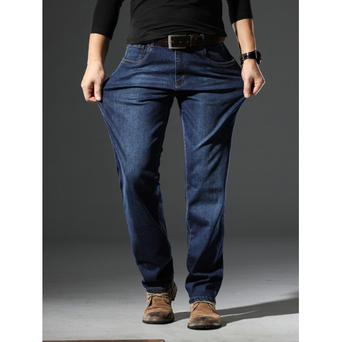 春秋季寬松小直筒牛仔褲男大碼彈力胖子加肥加大商務休閒牛仔長褲 春秋季寬松小直筒牛仔褲男大碼彈力胖子加肥加大商務休閒牛仔長褲