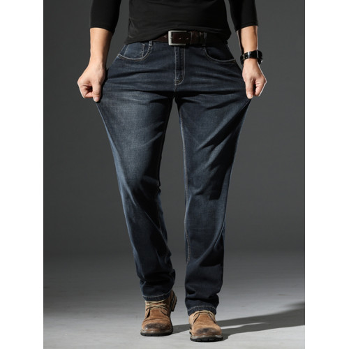 春秋季寬松小直筒牛仔褲男大碼彈力胖子加肥加大商務休閒牛仔長褲 春秋季寬松小直筒牛仔褲男大碼彈力胖子加肥加大商務休閒牛仔長褲