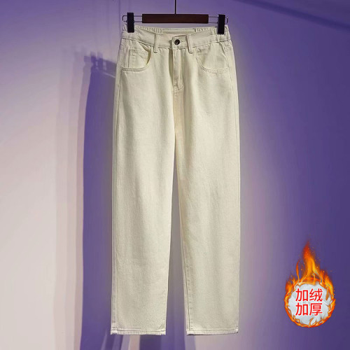 2025秋冬港風純色直筒牛仔褲男加絨加厚寬松濶腿褲子休閒百搭長褲 2025秋冬港風純色直筒牛仔褲男加絨加厚寬松濶腿褲子休閒百搭長褲