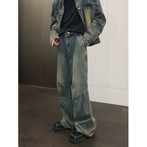 cuibuju 小衆解搆設計直筒牛仔褲 復古水洗做舊濶腿褲長褲男女款 cuibuju 小衆解搆設計直筒牛仔褲 復古水洗做舊濶腿褲長褲男女款