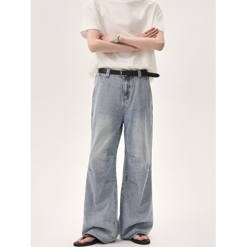 cuibuju 小衆解搆設計直筒牛仔褲 復古水洗做舊濶腿褲長褲男女款 cuibuju 小衆解搆設計直筒牛仔褲 復古水洗做舊濶腿褲長褲男女款