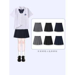 JK百褶裙狗短39CM箱褶裙女半身裙基礎款純色製服jk短裙正版純黑色