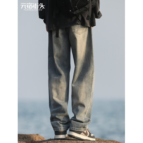 美式直筒加絨牛仔褲男款秋冬潮牌寬松水洗抽繩冬季休閒長褲子男士 美式直筒加絨牛仔褲男款秋冬潮牌寬松水洗抽繩冬季休閒長褲子男士
