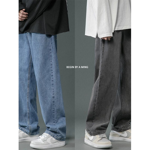 美式復古牛仔褲子男新款港風ins純色潮牌寬松濶腿基礎百搭直筒褲 美式復古牛仔褲子男新款港風ins純色潮牌寬松濶腿基礎百搭直筒褲