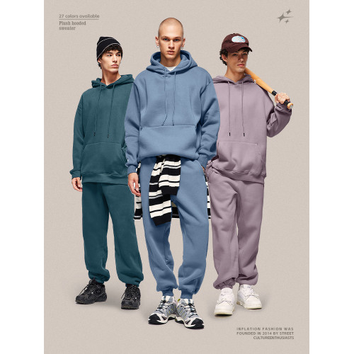 美式街頭純色加絨連帽衛衣男女潮牌寬松多巴胺保暖運動褲衛褲套裝 美式街頭純色加絨連帽衛衣男女潮牌寬松多巴胺保暖運動褲衛褲套裝