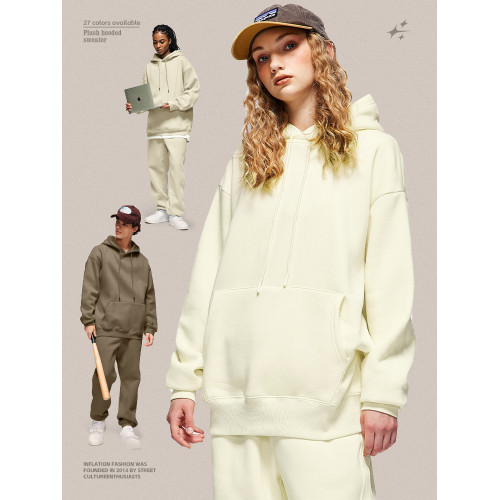 美式街頭純色加絨連帽衛衣男女潮牌寬松多巴胺保暖運動褲衛褲套裝 美式街頭純色加絨連帽衛衣男女潮牌寬松多巴胺保暖運動褲衛褲套裝