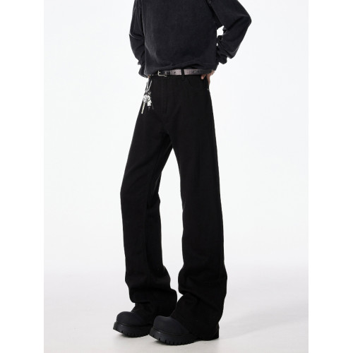 cleanfit秋冬黑色彎刀微喇加絨加厚牛仔褲男vibe美式修身顯瘦褲子 cleanfit秋冬黑色彎刀微喇加絨加厚牛仔褲男vibe美式修身顯瘦褲子