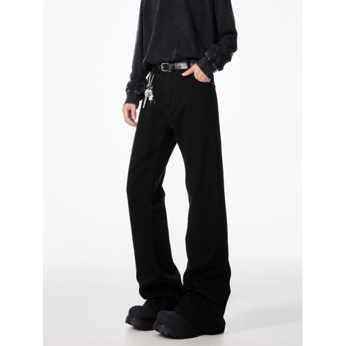 cleanfit秋冬黑色彎刀微喇加絨加厚牛仔褲男vibe美式修身顯瘦褲子 cleanfit秋冬黑色彎刀微喇加絨加厚牛仔褲男vibe美式修身顯瘦褲子