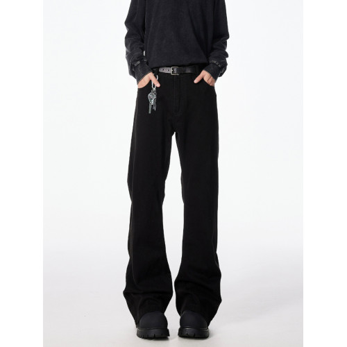 cleanfit秋冬黑色彎刀微喇加絨加厚牛仔褲男vibe美式修身顯瘦褲子 cleanfit秋冬黑色彎刀微喇加絨加厚牛仔褲男vibe美式修身顯瘦褲子