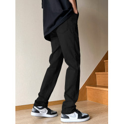 冬季加絨黑色美式直筒牛仔褲男生款修身顯瘦寬松高街vibe褲子男士