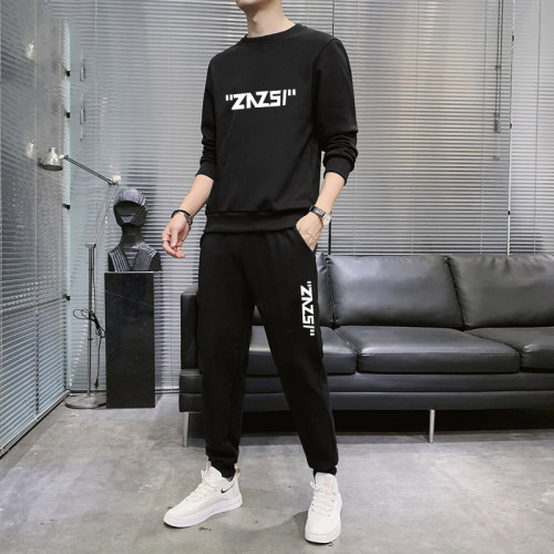 潮牌春秋季套裝男士休閒套裝薄款圓領衛衣男一套搭配跑步運動服裝 潮牌春秋季套裝男士休閒套裝薄款圓領衛衣男一套搭配跑步運動服裝