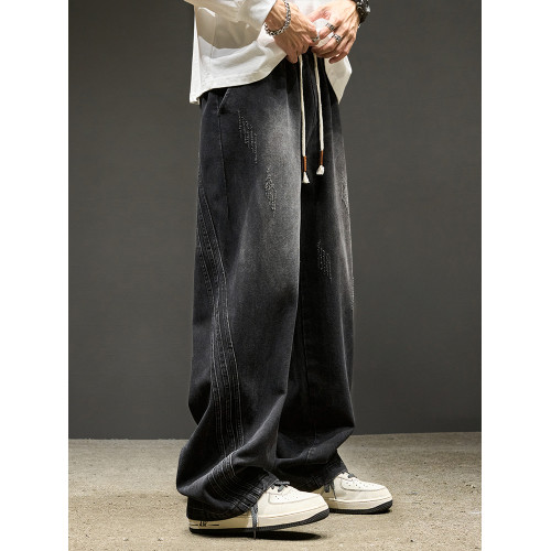 牛仔褲男款冬季美式加絨加厚直筒褲男生水洗濶腿休閒褲子秋冬男褲 牛仔褲男款冬季美式加絨加厚直筒褲男生水洗濶腿休閒褲子秋冬男褲