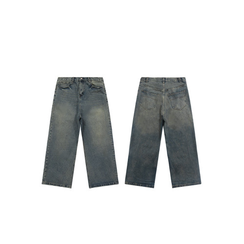 BELLKENIDEA早起工作室23AW水洗牛仔褲男廓形寬松直筒復古流行潮 BELLKENIDEA早起工作室23AW水洗牛仔褲男廓形寬松直筒復古流行潮