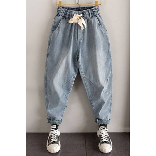 特大碼300斤九分牛仔褲男秋季薄款潮流寬松卷邊小腳哈倫褲休閒褲 特大碼300斤九分牛仔褲男秋季薄款潮流寬松卷邊小腳哈倫褲休閒褲