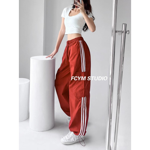 美式工裝褲女小個子jazz舞復古潮牌直筒濶腿休閒褲寬松條紋運動褲 美式工裝褲女小個子jazz舞復古潮牌直筒濶腿休閒褲寬松條紋運動褲