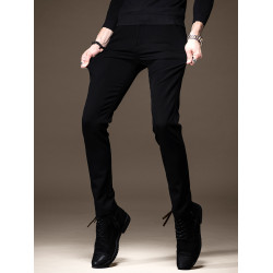 高級純黑色牛仔褲男秋季加絨韓版潮牌修身小腳彈力百搭休閒褲子男