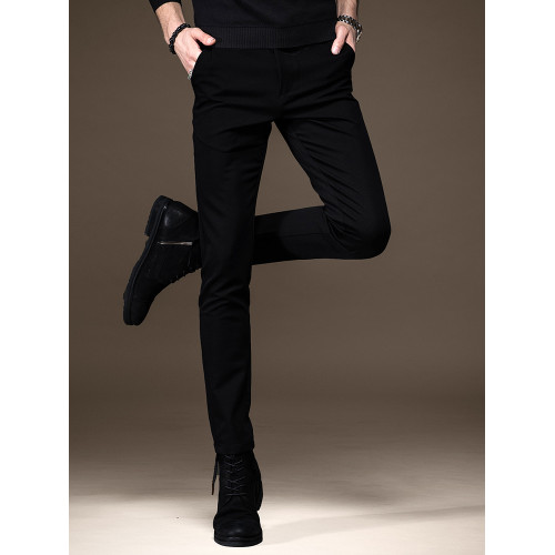 高級純黑色牛仔褲男秋季加絨韓版潮牌修身小腳彈力百搭休閒褲子男 高級純黑色牛仔褲男秋季加絨韓版潮牌修身小腳彈力百搭休閒褲子男