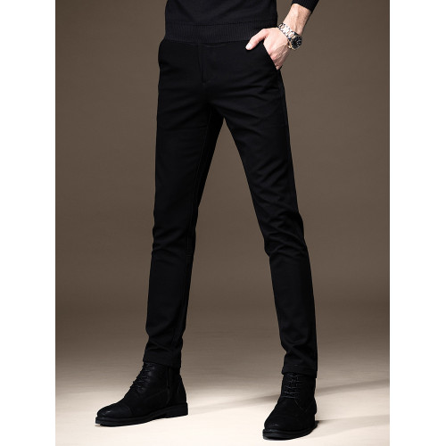 高級純黑色牛仔褲男秋季加絨韓版潮牌修身小腳彈力百搭休閒褲子男 高級純黑色牛仔褲男秋季加絨韓版潮牌修身小腳彈力百搭休閒褲子男