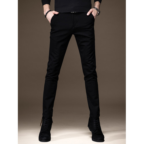 高級純黑色牛仔褲男秋季加絨韓版潮牌修身小腳彈力百搭休閒褲子男 高級純黑色牛仔褲男秋季加絨韓版潮牌修身小腳彈力百搭休閒褲子男